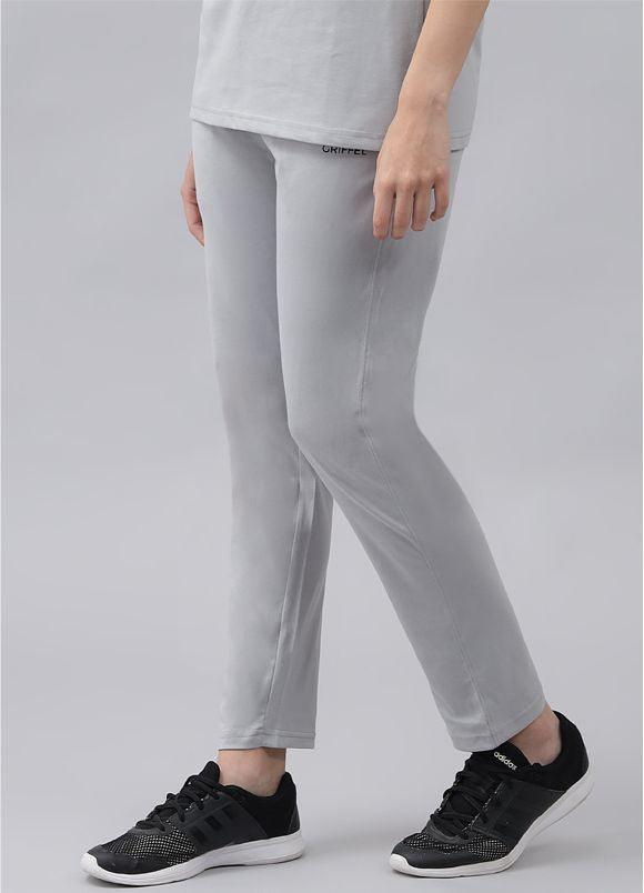 GRIFFEL Women Basic Solid Regular Fit Steel Grey Trackpant - griffel