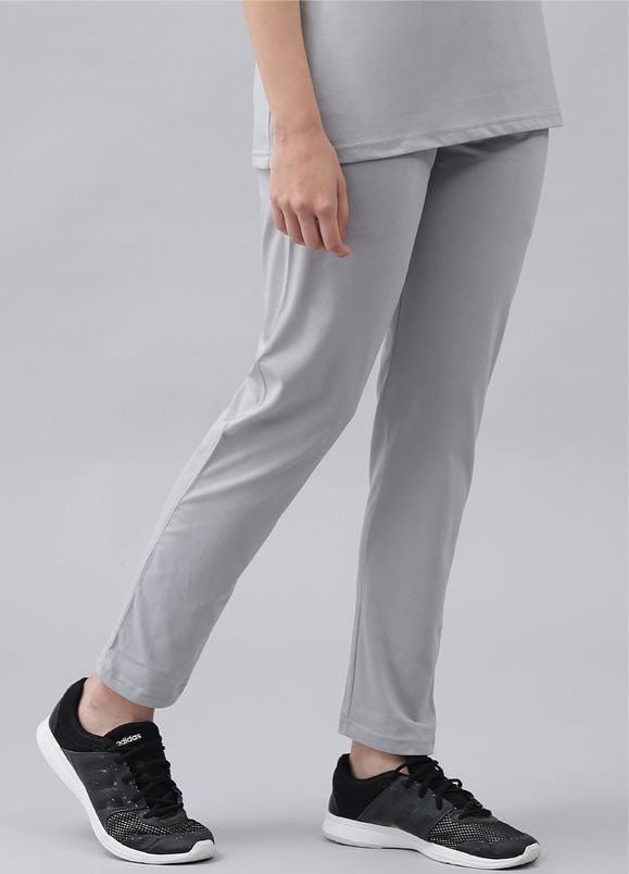 GRIFFEL Women Basic Solid Regular Fit Steel Grey Trackpant - griffel