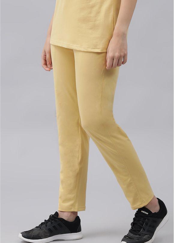 GRIFFEL Women Basic Solid Regular Fit Yellow Trackpant - griffel